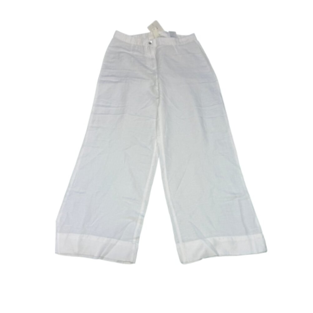 NWT White Linen Blend H&M Wide-Leg Pants Size 8 (BB0932)